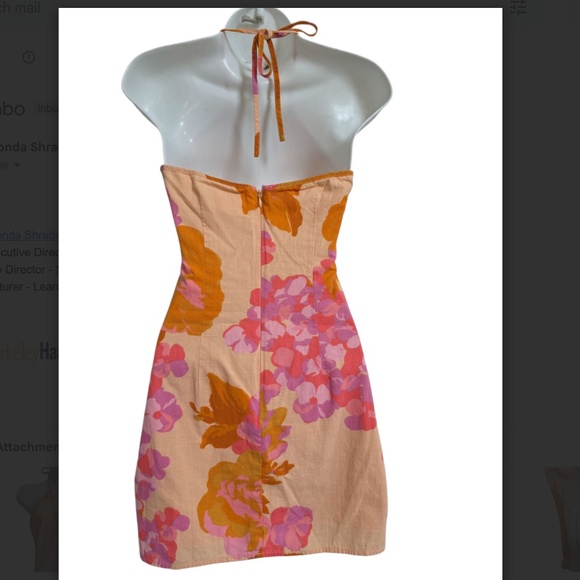 Sabo Skirt Linen Blend Floral Halter Tie Dress XS US 2 - Picture 2 of 4